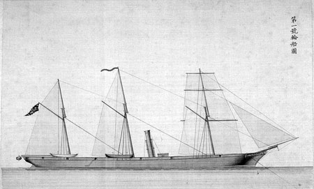 1630级铁肋木壳飞剪首蒸汽辅助动力风帆巡洋舰